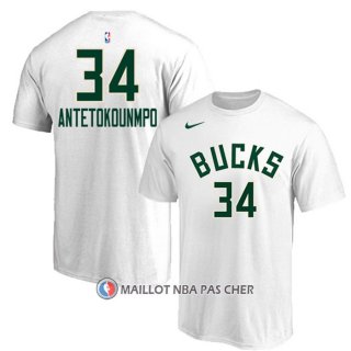 Maillot Manche Courte Milwaukee Bucks Giannis Antetokounmpo Blanc