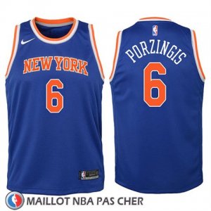Maillot Enfant New York Knicks Kristaps Porzingis No 6 2017-18 Bleu