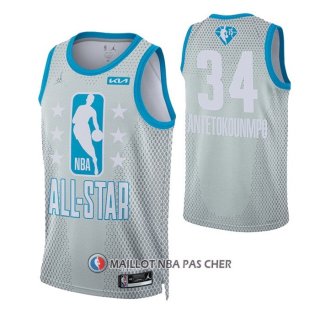 Maillot All Star 2022 Milwaukee Bucks Giannis Antetokounmpo NO 34 Gris
