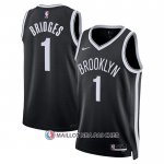 Maillot Brooklyn Nets Mikal Bridges NO 1 Icon 2022-23 Noir
