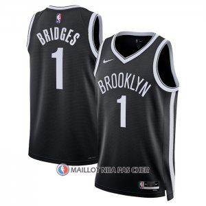 Maillot Brooklyn Nets Mikal Bridges NO 1 Icon 2022-23 Noir