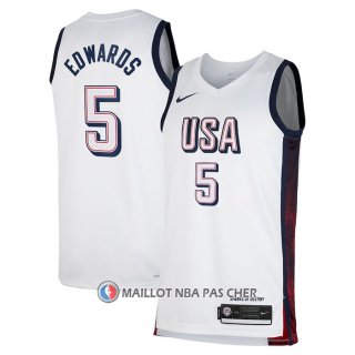 Maillot USA 2024 Anthony Edwards NO 5 Blanc