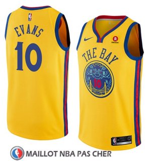 Maillot Golden State Warriors Jacob Evans No 10 Ciudad 2018-19 Jaune