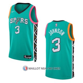Maillot San Antonio Spurs Keldon Johnson NO 3 Ville 2022-23 Vert