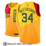 Maillot Milwaukee Bucks Giannis Antetokounmpo No 34 Ciudad 2018-19 Jaune