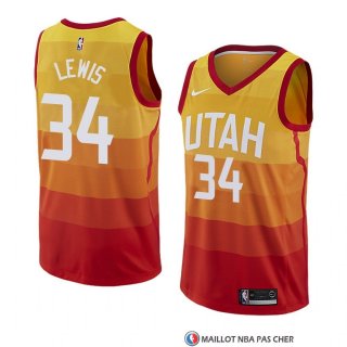 Maillot Utah Jazz Trey Lewis Ville 2018 Jaune