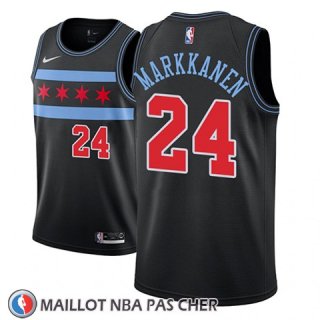 Maillot Chicago Bulls Lauri Markkanen No 24 Ciudad 2018-19 Noir