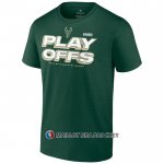 Maillot Manche Courte Milwaukee Bucks 2023 NBA Playoffs Vert