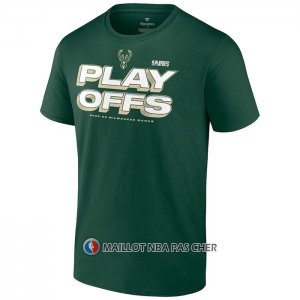 Maillot Manche Courte Milwaukee Bucks 2023 NBA Playoffs Vert