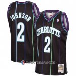 Maillot Charlotte Hornets Larry Johnson NO 2 Mitchell & Ness 1992-93 Noir