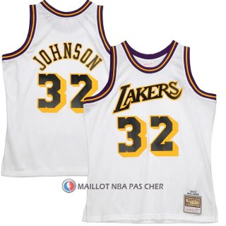 Maillot Los Angeles Lakers Magic Johnson NO 32 Mitchell & Ness1984-85 Blanc