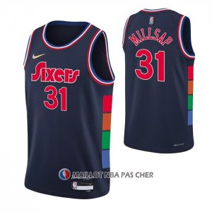 Maillot Philadelphia 76ers Ben Paul Millsap NO 31 Ville 2021-22 Bleu  Maillot Philadelphia 76ers Ben Paul Millsap NO 31 Ville 2021-22 Bleu