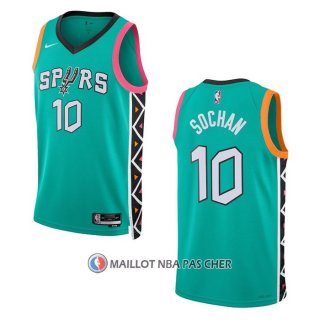 Maillot San Antonio Spurs Jeremy Sochan NO 10 Ville 2022-23 Vert