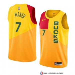 Maillot Milwaukee Bucks Thon Maker Ville 2018-19 Jaune