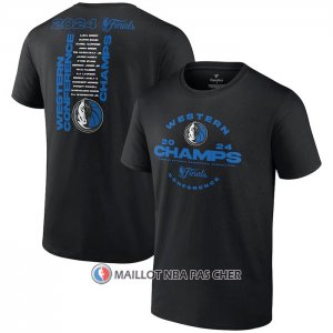 Maillot Manche Courte Dallas Mavericks 2024 Eastern Conference Champions Jump Ball Roster Noir