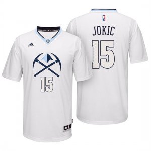 Maillot Manga Cort Nuggets Jokic 15 Blanc