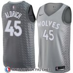 Maillot Minnesota Timberwolves Cole Aldrich No 45 Ciudad 2018 Gris