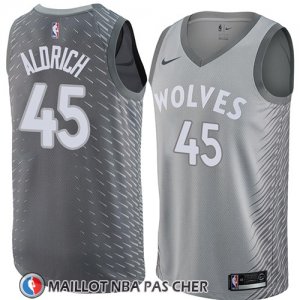 Maillot Minnesota Timberwolves Cole Aldrich No 45 Ciudad 2018 Gris