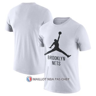 Maillot Manche Courte Brooklyn Nets Essential Jumpman Blanc