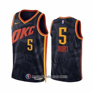 Maillot Oklahoma City Thunder Luguentz Dort NO 5 Ville 2023-24 Noir  Maillot Oklahoma City Thunder Luguentz Dort NO 5 Ville 2023-24 Noir