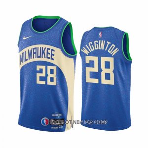 Maillot Milwaukee Bucks Lindell Wigginton NO 28 Ville 2023-24 Bleu