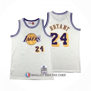 Maillot Los Angeles Lakers Kobe Bryant NO 24 Mitchell & Ness Chainstitch Creme