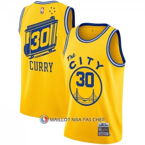 Maillot Golden State Warriors Stephen Curry NO 30 Mitchell & Ness 2019-20 Jaune