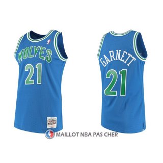 Maillot Minnesota Timberwolves Kevin Garnett NO 21 Hardwood Classics Throwback Bleu