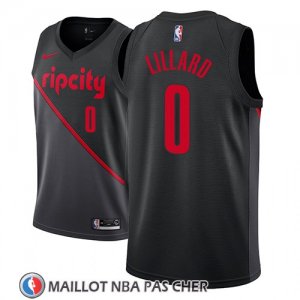 Maillot Portland Trail Blazers Damian Lillard No 0 Ciudad 2018-19 Noir
