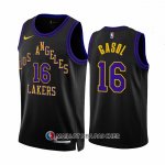 Maillot Los Angeles Lakers Pau Gasol NO 16 Ville 2023-24 Noir