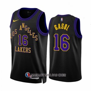 Maillot Los Angeles Lakers Pau Gasol NO 16 Ville 2023-24 Noir