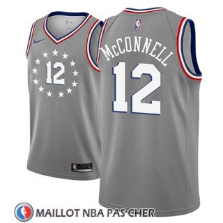 Maillot Philadelphia 76ers T.j. Mcconnell No 12 Ciudad 2018-19 Gris