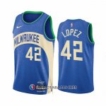 Maillot Milwaukee Bucks Robin Lopez NO 42 Ville 2023-24 Bleu