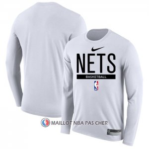 Maillot Manches Longues Brooklyn Nets Practice Performance 2022-23 Blanc