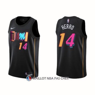 Maillot Miami Heat Tyler Herro NO 14 Ville 2021-22 Noir