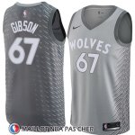 Maillot Minnesota Timberwolves Taj Gibson No 67 Ciudad 2018 Gris