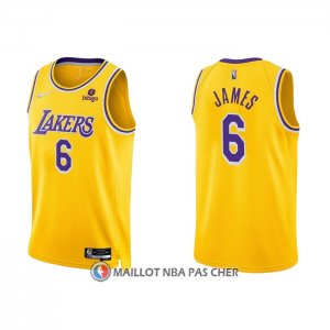 Maillot Los Angeles Lakers LeBron James NO 6 75th Anniversary 2021-22 Jaune