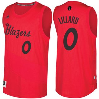 Maillot Navidad 2016 Damian Lillard Blazers 0 Rouge