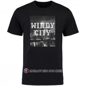 Maillot Manche Courte Chicago Bulls Ville Noir