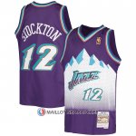 Maillot Enfant Utah Jazz John Stockton NO 12 Hardwood Classics Throwback 1996-97 Volet
