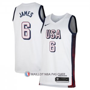 Maillot USA 2024 LeBron James NO 6 Blanc
