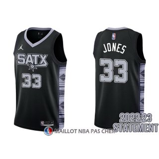 Maillot San Antonio Spurs Tre Jones NO 33 Statement 2022-23 Noir