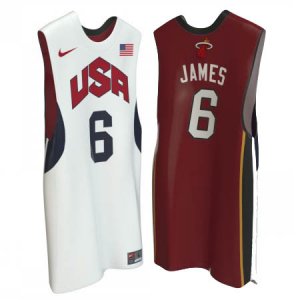 Maillot de James USA NBA 2012 Blanc y Rouge
