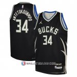 Maillot Enfant Milwaukee Bucks Giannis Antetokounmpo NO 34 Statement 2022-23 Noir