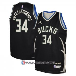 Maillot Enfant Milwaukee Bucks Giannis Antetokounmpo NO 34 Statement 2022-23 Noir