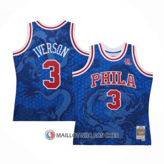 Maillot Philadelphia 76ers Allen Iverson NO 3 Asian Heritage Throwback 1996-97 Bleu