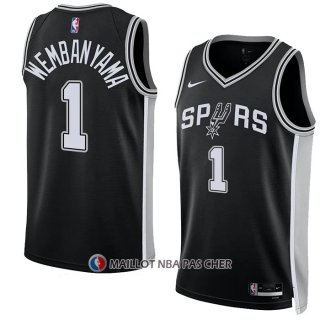 Maillot San Antonio Spurs Victor Wembanyama NO 1 Icon 2022-23 Noir