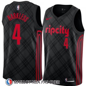 Maillot Portland Trail Blazers Maurice Harkless No 4 Ciudad 2018 Noir