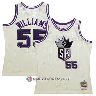 Maillot Sacramento Kings Jason Williams NO 55 Mitchell & Ness Chainstitch Creme