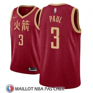 Maillot Houston Rockets Chris Paul No 3 Ciudad 2018-19 Rouge
